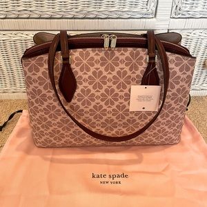 Kate Spade Flower Coated Canvas Zeezee Pink Large Work Tote